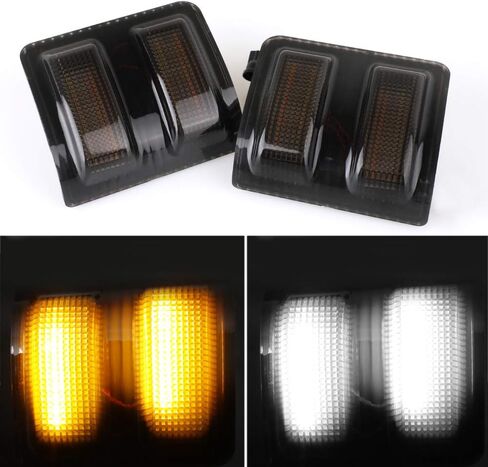 مصباح إشارة LED جانبي متسلسل للتشغيل والانعطاف متوافق مع 2008-2016 Ford F250 F350 F450 Super Duty Amber Turn Signal Lights، أضواء تشغيل بيضاء in Kuwait
