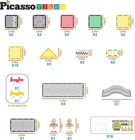 PicassoTiles 50 قطعة سباق السيارات المسار بناء كتلة لعبة تعليمية مجموعة البلاط المغناطيسي المغناطيس DIY Playset 2 تضيء STEM مجموعة بناء التعلم التنسيق بين اليد والعين التدريب على المهارات الحركية الدقيقة in Kuwait