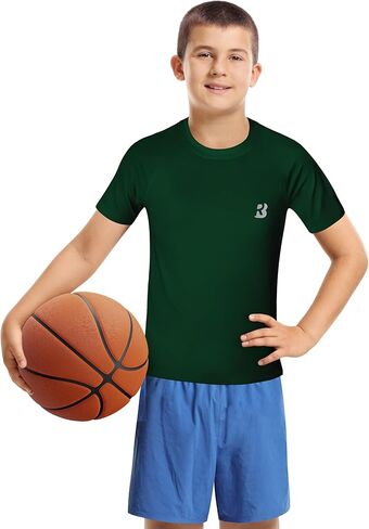 Roadbox Boys Youth Compression Shirt - Short Sleeve Undershirt for Kids Quick Dry Athletic Baseball T-Shirt Base Layer in Kuwait