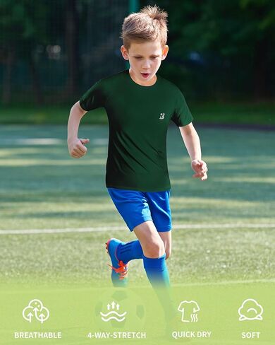 Roadbox Boys Youth Compression Shirt - Short Sleeve Undershirt for Kids Quick Dry Athletic Baseball T-Shirt Base Layer in Kuwait