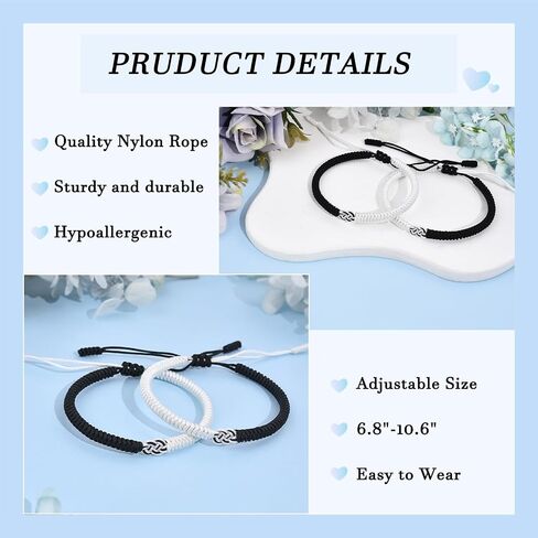 PZXHRY Couple Bracelets Red String Of Fate Bracelet Lucky Protection Long Distance Knot Handmade Matching Bracelets for Boyfriend Girlfriend Women Men in Kuwait