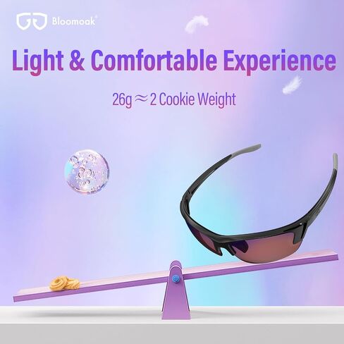 نظارات Bloomoak الرياضية للجولف، إطار ملفوف شبه بدون إطار/فتحات تهوية يمنع الضباب/وضوح بصري فائق للعثور على الكرة in Kuwait