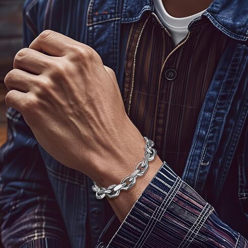 سوار رجالي من الفولاذ المقاوم للصدأ سلسلة فرانكو سلسلة كابل سوار ربط كوبي للرجال والنساء مع أساور بمشبك تبديل/جراد البحر للرجال جونميتال/فضي 7.5/8/8.5 بوصة هدية للرجال in Kuwait