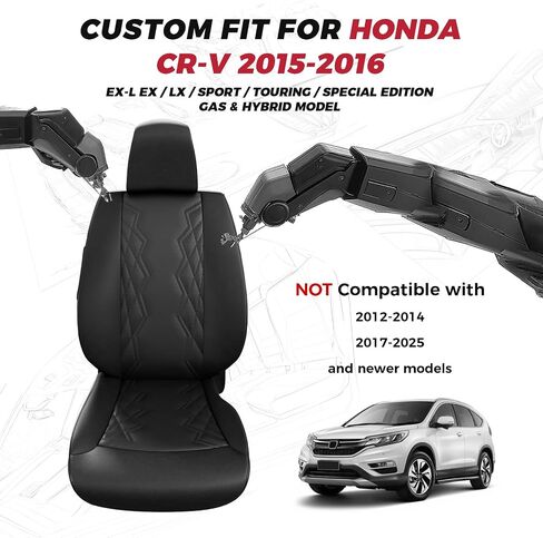 FREESOO CRV Seat Covers - Custom Fit Car Seat Covers Full Set for CRV 2017-2022 - Luxury Waterproof Leather Seat Covers for SUV - Black in Kuwait
