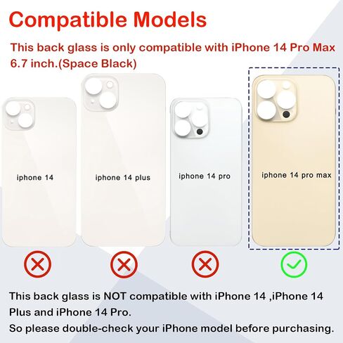 OEM Rear Back Glass Replacement for iPhone 14 Pro Max 6.7 Inches with Professional Repair Tool Kit (Deep Purple) in Kuwait
