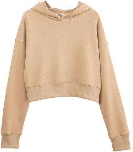 Amazhiyu Women’s Cropped Hoodie with Hood Casual Long Sleeve Crop Top Sweatshirt in Kuwait