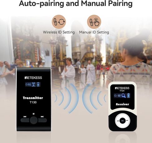 Retekess T130 Wireless Tour Guide System, Simultaneous Translation Equipment, Instant Interpretation with 2 Wireless Mic and 32-Slot Charge Case for School,Church (Case of 2 Transmitters 30 Receivers) in Saudi Arabia