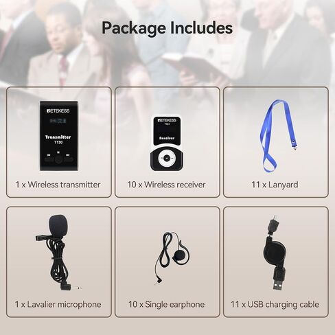 Retekess T130 Wireless Tour Guide System, Simultaneous Translation Equipment, Instant Interpretation with 2 Wireless Mic and 32-Slot Charge Case for School,Church (Case of 2 Transmitters 30 Receivers) in Saudi Arabia