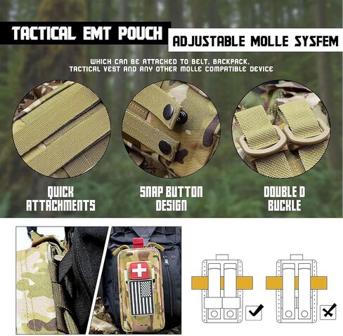 ترقية 69 قطعة من قطع الليزر التكتيكية Molle Ifak Trauma Kit Refil Medical Emergency Survival First Aid Kit Rip Away EMT Medic Kit للتخييم العسكري والمشي لمسافات طويلة والسفر (أسود) in Kuwait
