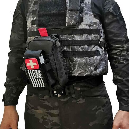 ترقية 69 قطعة من قطع الليزر التكتيكية Molle Ifak Trauma Kit Refil Medical Emergency Survival First Aid Kit Rip Away EMT Medic Kit للتخييم العسكري والمشي لمسافات طويلة والسفر (أسود) in Kuwait