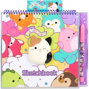 Original Squishmallows Sketchbook, Over 20 Stationery Supplies, Features Squishmallows Scrapbook Stickers, Cam The Cat Fidget Toy, Drawing Paper, Great Kids Craft, Coloring Books for Kids Ages 4-8