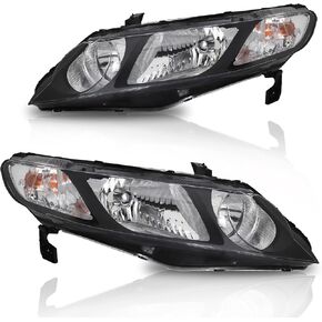 Alziria مناسب لـ 06 07 08 09 10 11 Honda Civic المصباح 2006 2007 2008 2009 2010 2011 honda civic المصابيح الأمامية 2006-2011 Honda Civic مجموعة مصابيح أمامية سيدان ذات 4 أبواب (غير مناسبة ببابين كوبيه)