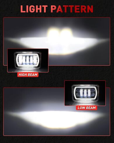 مصابيح أمامية LED BraveWAY 4x6 مع هالة بيضاء/كهرمانية، مصابيح أمامية مختومة متوافقة مع شيفروليه كامارو C10/بيتربيلت/كينورث/فرايتنغر/فورد/تشيفي/أولدزموبيل in Kuwait