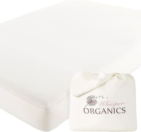 واقي مرتبة سرير الأطفال مقاوم للماء بنسبة 100% من Whisper Organics - معتمد من GOTS وFairtrade، مقاس 52x28x9 بوصة in Kuwait