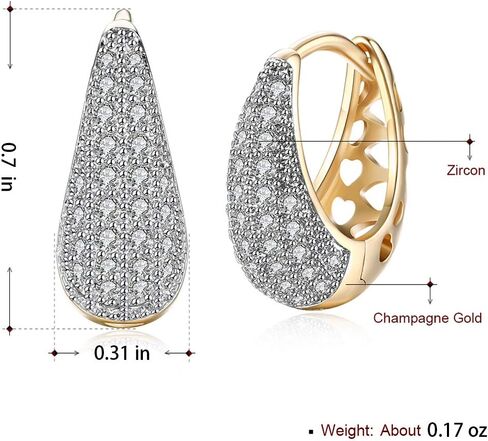 14K Rose Gold Plated Three Row Cubic Zirconia Small Huggie Hoop Earrings Fashion Jewelry for Men Women in Saudi Arabia