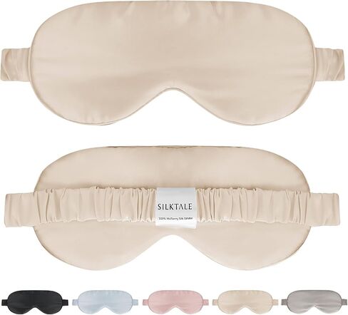 Silk Eye Mask for Sleep with Adjustable Strap for Women/Men/Adults Large 100% Mulberry Silk Sleeping Mask for Travel/Plane/Side Sleeper,Light Blue in Saudi Arabia