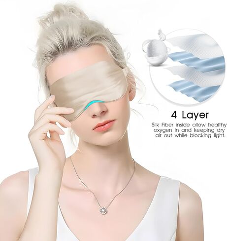 Silk Eye Mask for Sleep with Adjustable Strap for Women/Men/Adults Large 100% Mulberry Silk Sleeping Mask for Travel/Plane/Side Sleeper,Light Blue in Saudi Arabia