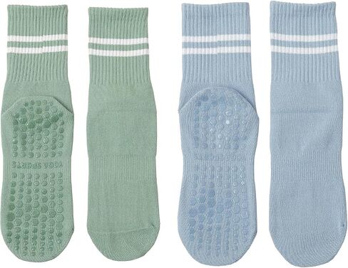 CHUNG Women Yoga Socks Cotton Non-Slip with Grips Anti-Skid for Pilates Dance above Ankle Crew Teenagers Students in Kuwait