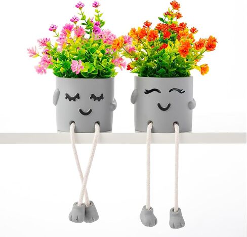 3 Packs Cute Fake Plants, Kawaii Artificial Potted Plants for Table Desk Home Bedroom Bathroom Office Shelf Office Wall Room Farmhouse Decor Artificial Plants B in Saudi Arabia