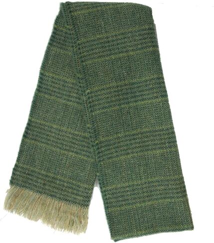 Kerry Woollen Mills Killarney Herringbone Wool Scarf – Green Check, Green, One size in Saudi Arabia