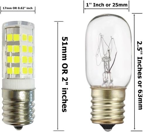 3-لمبات E17 LED لفرن الميكروويف، ضوء موقد تحت الميكروويف 40 وات يعادل (أبيض بارد 6000 ك) in Saudi Arabia
