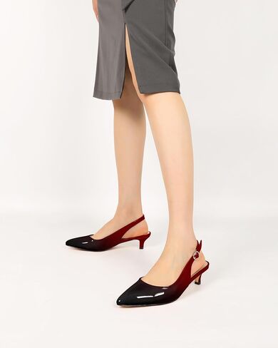 YODEKS Women's Kitten Heels Pumps Pointed Toe Slingbacks Mid Heel Spring Sandals Dress Shoes in Saudi Arabia