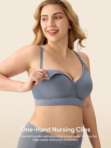HBselect Nursing Bras for Breastfeeding, Seamless V Neck Maternity Bra Wireless Women Pregnancy Postpartum Bra Sleep Bralette in Kuwait