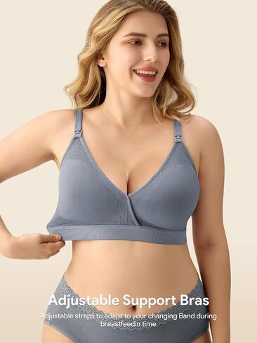 HBselect Nursing Bras for Breastfeeding, Seamless V Neck Maternity Bra Wireless Women Pregnancy Postpartum Bra Sleep Bralette in Kuwait