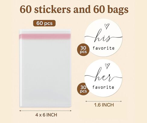 60pcs His Favorite and 60pcs Her Favorite Stickers Wedding Favor Labels - black white Wedding Favor Stickers His & Her Favorite - Unique gift idea for shower, party in Kuwait