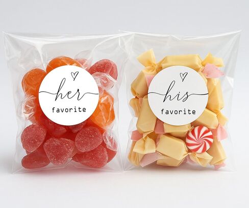 60pcs His Favorite and 60pcs Her Favorite Stickers Wedding Favor Labels - black white Wedding Favor Stickers His & Her Favorite - Unique gift idea for shower, party in Kuwait