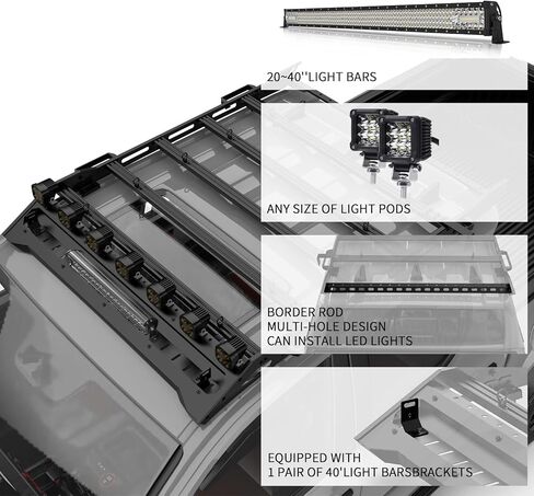 Heavy Duty Roof Rack Compatible with 4th Gen 2024 Toyota Tacoma Double/Crew Cab, No Drill Install Cargo Carrier with Aluminum T-Slot Cross Rails, Eye Bolts, Side Mount Brackets & Handles in Kuwait