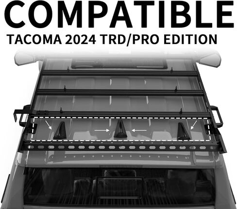 Heavy Duty Roof Rack Compatible with 4th Gen 2024 Toyota Tacoma Double/Crew Cab, No Drill Install Cargo Carrier with Aluminum T-Slot Cross Rails, Eye Bolts, Side Mount Brackets & Handles in Kuwait