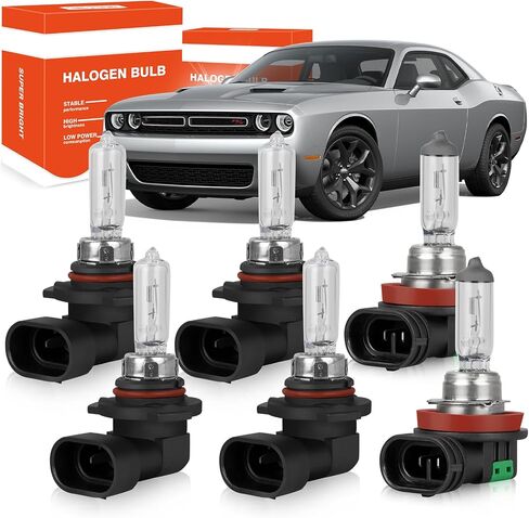 OQSNCV مناسب لمصابيح الهالوجين الأمامية DODGE Challenger (2015-2023)، 9012 شعاع عالٍ/منخفض + طقم لمبات بديلة للمصابيح الأمامية للضباب H11 100 وات، عبوة من 4 قطع in Kuwait