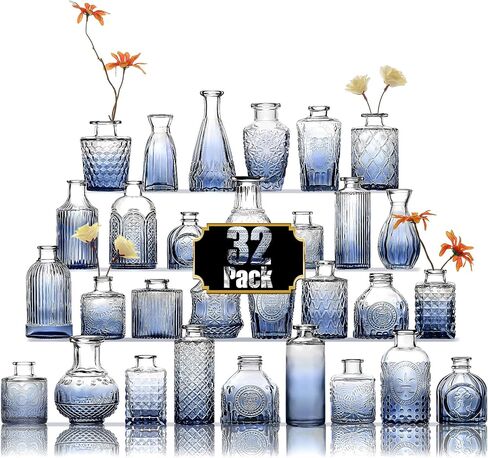 مجموعة مزهرية زجاجية من Arme مكونة من 30 قطعة، مزهريات صغيرة للزهور، مزهريات شفافة عتيقة للقطع المركزية، ديكورات زفاف ريفية، ديكور زهور لطاولة المنزل in Saudi Arabia