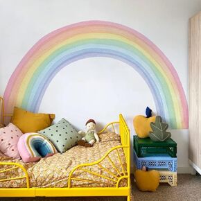 funlife Vinyl Large Rainbow Wall Mural Stickers Peel and Stick, Precut Giant Pastel Half Watercolor Rainbow Wall Decals for Girls Bedroom Kids Nursery Room Playroom, 78.74" x 70.87"