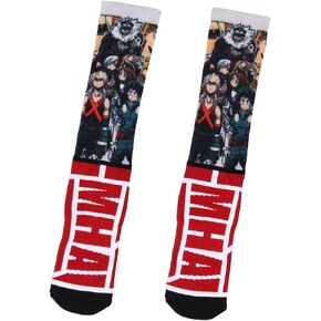 Bioworld Naruto Shippuden Socks Anime Manga Men's Ichiraku Ramen Mid-Calf Athletic Crew Socks, Grey, 10-13