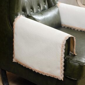 Couch arm Covers,Non-Slip lace Sofa arm Covers Set of 2 Washable Sofa armrests Covers for Living Room Recliner Chair arm Covers Protectors for Leather Sofa armrest slipcover (GYDF-Beige) in Saudi Arabia