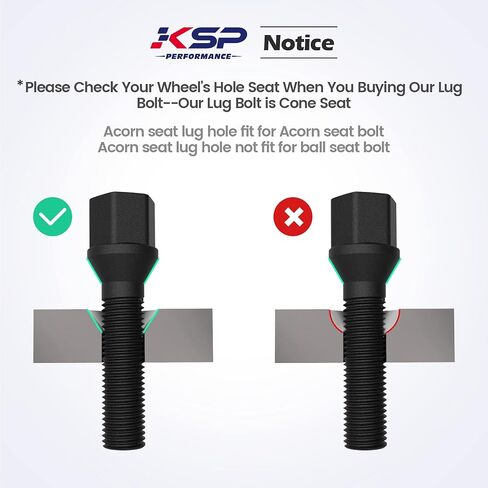 KSP M14x1.25 Lug Bolts for I3 I8 M2 M4 F80 X2 X4 X6, Conical Seat Extended 45mm Shank Hex 17mm Black Dacromet Wheel Studs Compatible with BMW Mini, Package of 10PCS in Kuwait