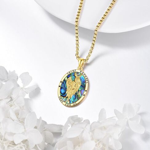 St Michael/St Christopher/Memento Mori/Virgin Mary Necklace for Men S925 Sterling Silver Saint Christopher Pendant Necklace Religious medals Jewelry Gift in Kuwait