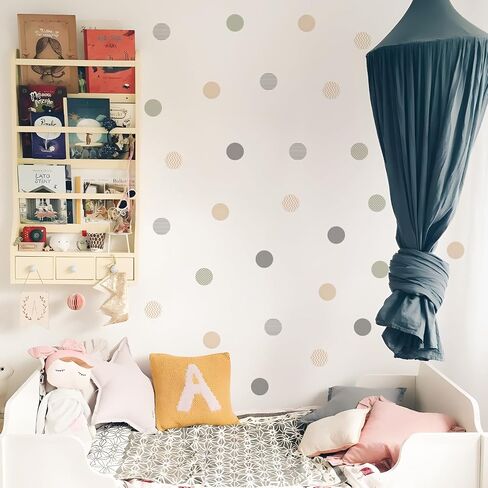 ملصقات جدارية من QUCHENG Boho Polka Dots ملصقات جدارية لغرفة نوم الأطفال الصغار ملصقات دائرية قابلة للإزالة ديكور غرفة المعيشة وغرفة المعيشة من الفينيل لتزيين الحائط المقاوم للماء 6 ورقات in Saudi Arabia