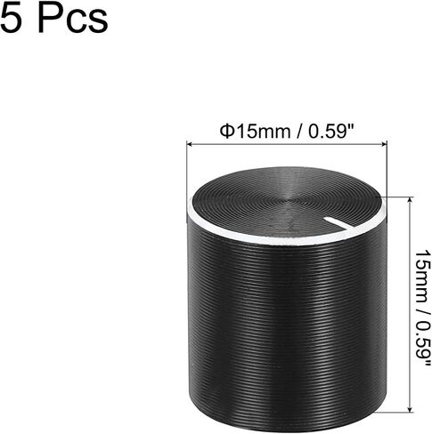 uxcell 5pcs Potentiometer Knob Knurled Shaft Black Aluminum 6mm Shaft Dia. Rotary Knob 10mmx15mm Volume Control Knob in Saudi Arabia
