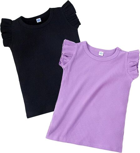 LYSMuch Toddler Girls Ribbed Short Sleeve Ruffle Shirt T-Shirt 2-Pack 2-6T in Saudi Arabia