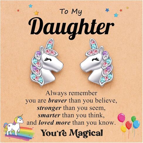 UNGENT THEM Hypoallergenic Unicorn Stud Earrings for Granddaughter Daughter Niece-Lovely Gifts for Birthday Christmas Valentines Day in Kuwait