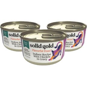 Solid Gold Surf & Turf Wet Cat Food Variety Pack - Canned Cat Food Made w/Real Protein for Cats of All Ages - Grain Free Cat Wet Food for Sensitive Stomach - 12ct/3oz Can