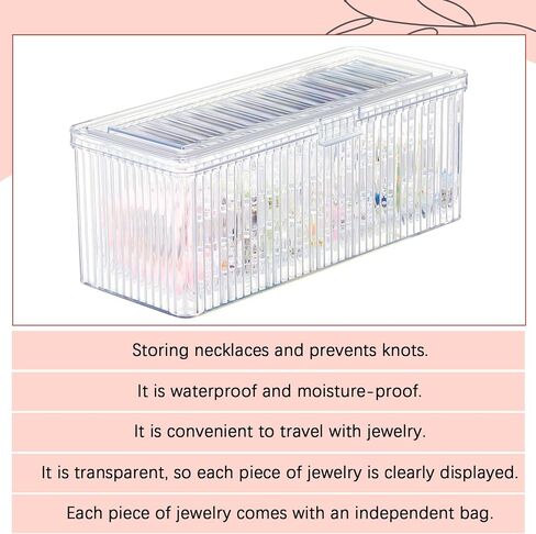 Acrylic Jewelry Box 9.7 x 4 x 3.5 Inch Clear Jewelry Organizer Holder with 12 Portable Anti Tarnish Jewelry Organizers, Travel Jewelry Case for Earrings/ring/necklace Women in Kuwait