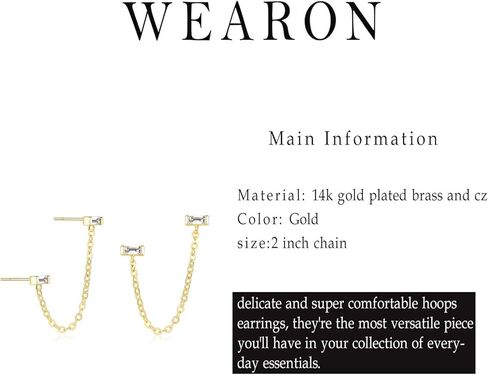 أقراط WEARON للنساء مطلية بالذهب عيار 14 قيراط مجوهرات أذن صغيرة بسيطة لا تسبب الحساسية in Kuwait