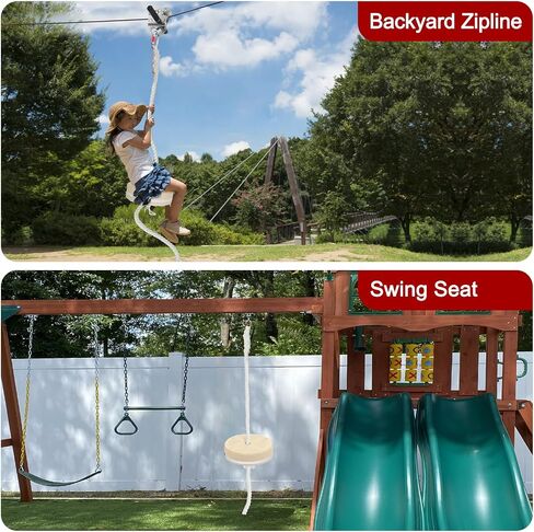 Fologtoo Zipline Seat for Kids and Adults, Zip Line Replacement Seat for Kids and Adults, Zip Line Accessories with Carabiner & Adjustable Nylon Rope in Saudi Arabia