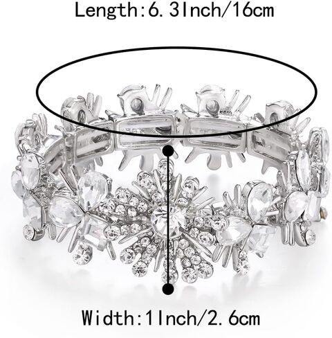 BriLove Wedding Bridal Stunning Crystal Snowflake Teardrop Cluster Stretch Bangle Bracelet for Women Bride in Kuwait