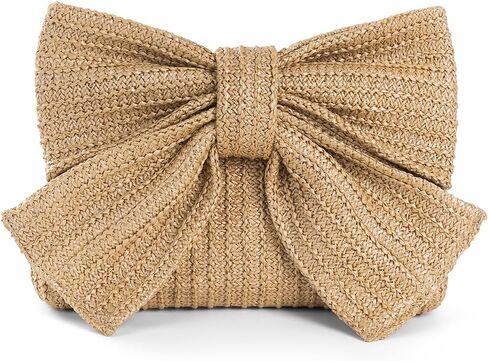 YYW المرأة القش مخلب المحفظة المنسوجة Bowknot المغلف حقيبة يد الزفاف حقيبة صغيرة للحزب المهنة in Kuwait