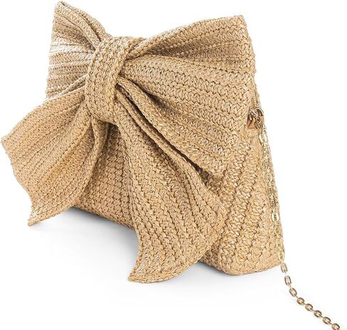 YYW المرأة القش مخلب المحفظة المنسوجة Bowknot المغلف حقيبة يد الزفاف حقيبة صغيرة للحزب المهنة in Kuwait